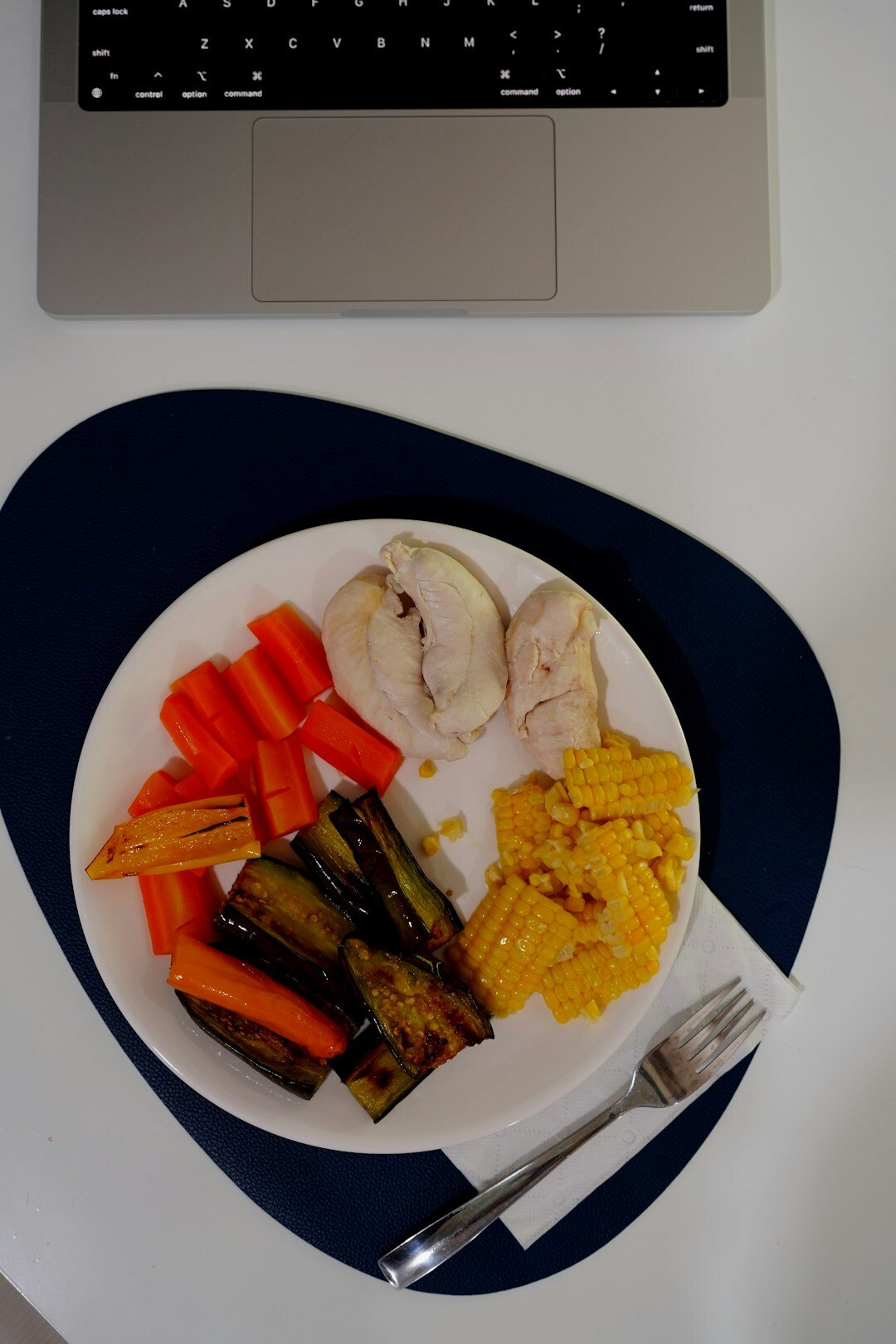 Simple homemade lunch with potatoes and vegetables on a plate