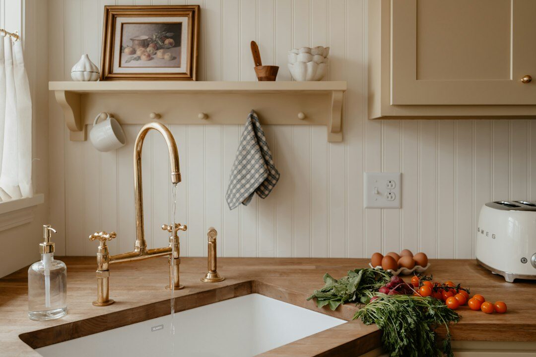 fresh seasonal vegetables and fruits on kitchen counter